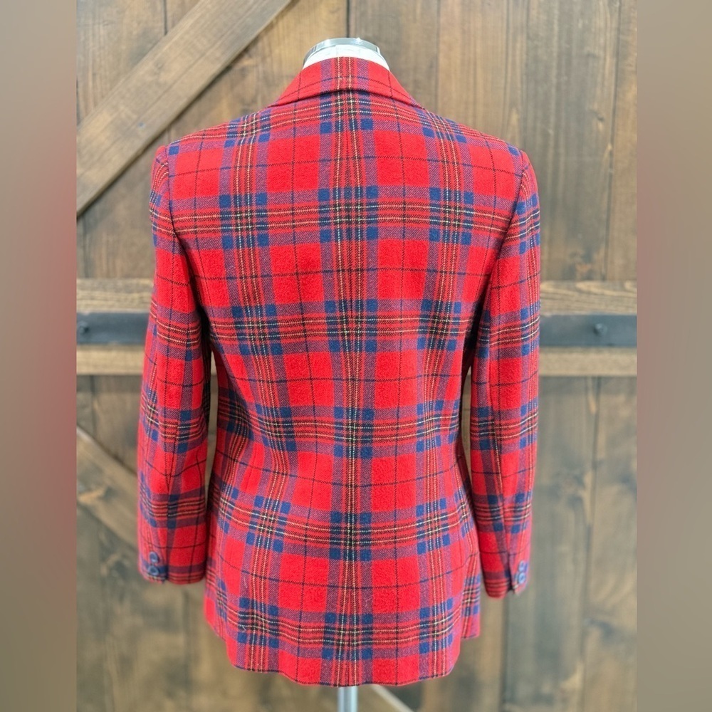 Vintage PENDELTON Red Tartan Wool Plaid Blazer Jacket Women’s Size 10 - Picture 3 of 11